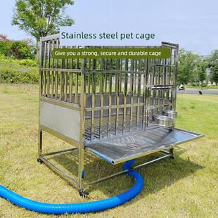 不锈钢狗笼子金毛拉布拉多边牧宠物笼阳台可折叠家用加固厕所加厚