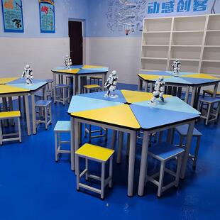 活动桌培训阅览室团体辅导室拼接桌学校心理咨询室桌椅组合团辅桌