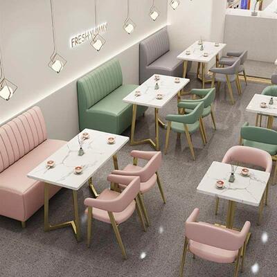 奶茶店桌椅餐厅汉堡店快餐店粉面馆水饺子馆靠墙卡座沙发桌椅组合