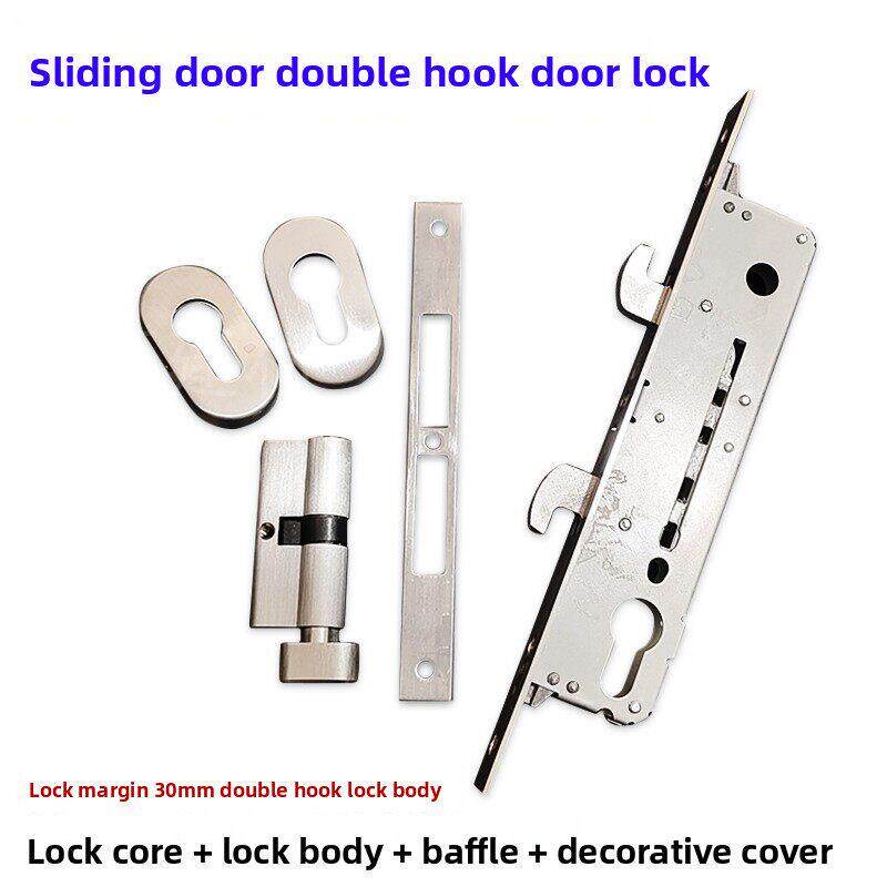 铝合金滑动门挂锁双挂锁本体带锁芯单开口/双开口室内玻璃滑动门