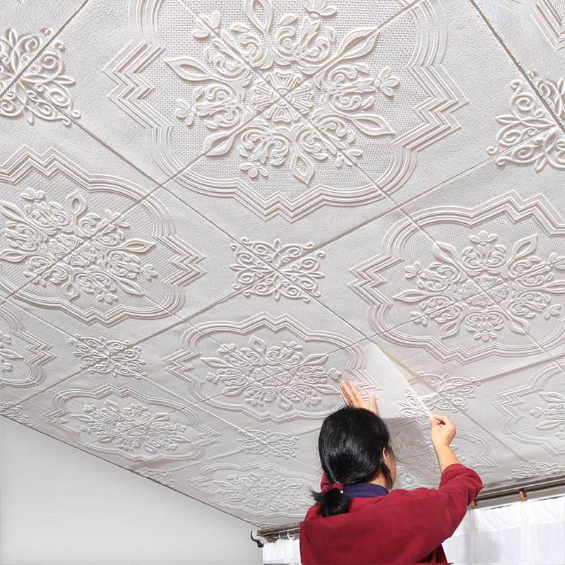 天花板专用贴纸3d立体自粘墙贴屋顶悬吊式天花板翻新装饰防水壁纸,家居饰品,软装墙贴,淘宝优惠券,粉丝福利购,淘宝优惠卷