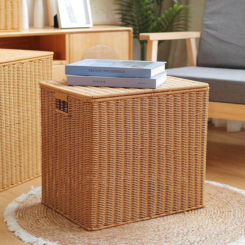 简约收纳箱特大家用收纳筐带盖仿藤编织杂物客厅储物整理箱收纳盒,收纳整理,收纳箱,淘宝优惠券,粉丝福利购,淘宝优惠卷