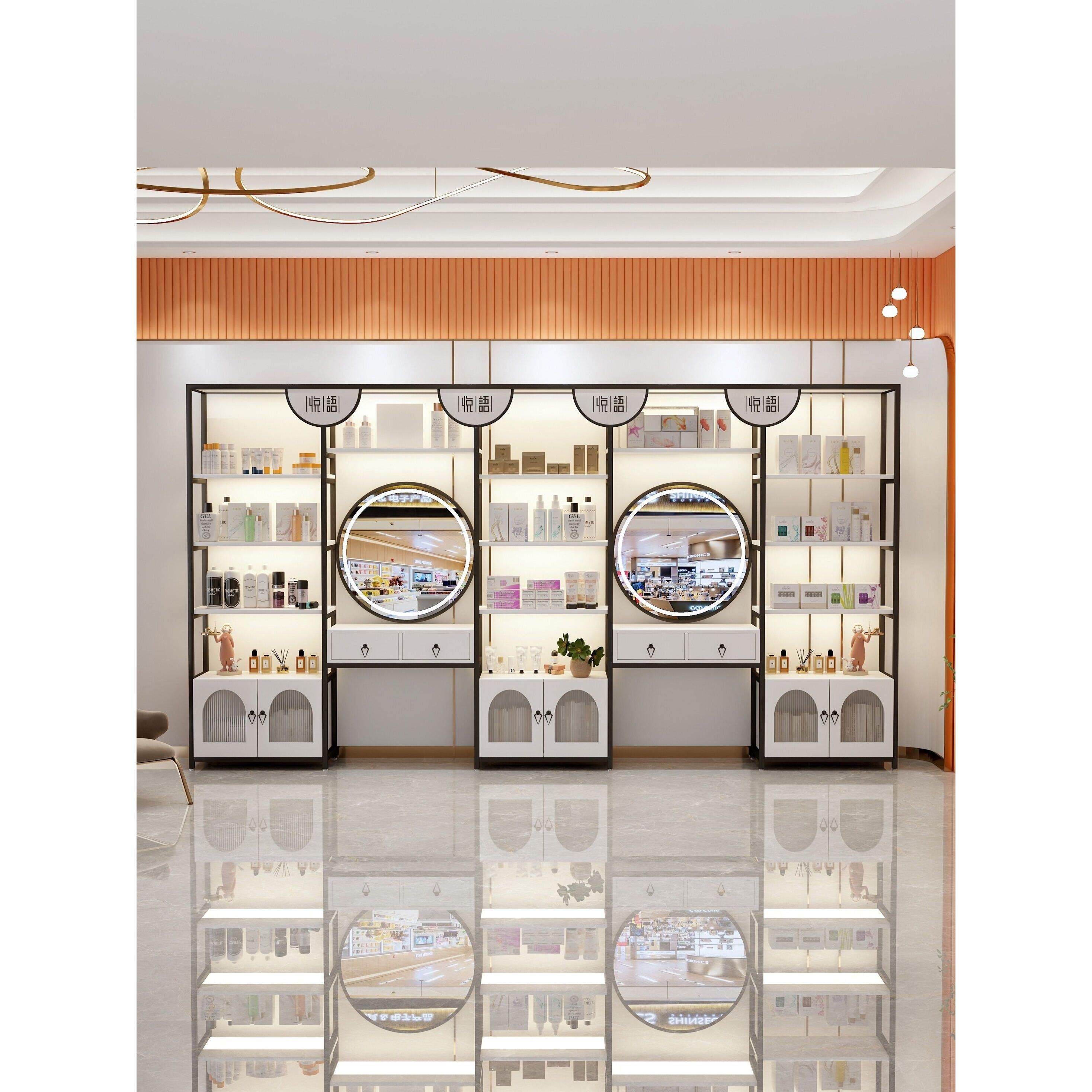 美容院展示柜轻奢陈列柜展示架美甲柜子多层货柜化妆品展柜带镜子,商业/办公家具,化妆品展柜,淘宝优惠券,粉丝福利购,淘宝优惠卷