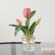 高档胶感郁金香彷真花小盆栽假花客厅餐桌桌面办公室车载装 饰摆饰