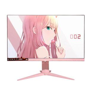 aoc粉色显示器白色27寸2K曲面电竞显示屏游戏主播直面电脑屏定制