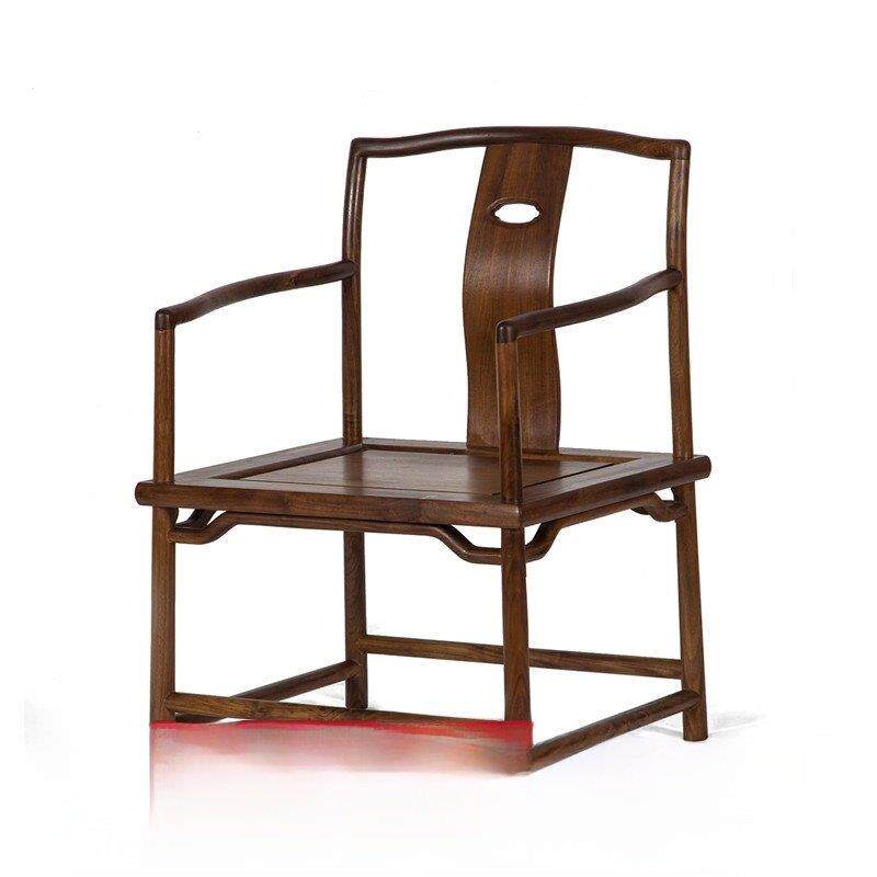 北美黑胡桃扶手椅新中式胡桃实木扶手椅明式古董靠背扶手椅主椅