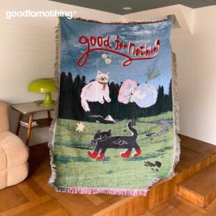 goodfornothing一无是处小猫艺术挂毯沙发毯针织盖毯野餐垫氛围毯
