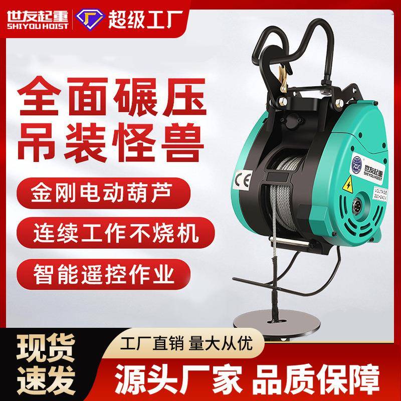 小金刚电动葫芦220v双孔家用吊机小型悬挂吊机快速式卷扬机提升机