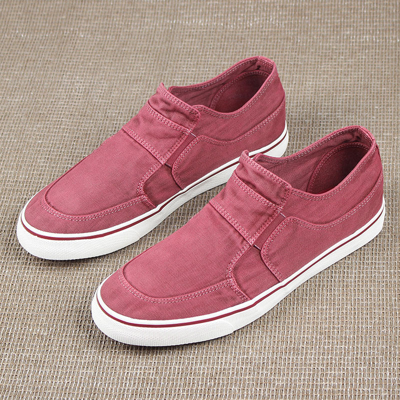 帆布鞋男春夏低帮一脚蹬懒人鞋休闲鞋透气防臭布鞋软底红色男鞋,流行男鞋,布鞋,淘宝优惠券,粉丝福利购,淘宝优惠卷