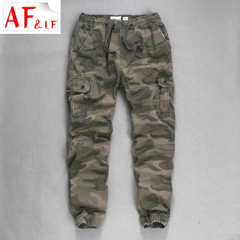 AF&LF加绒加厚束脚裤迷彩工装裤重磅纯棉多口袋休闲裤潮男图片