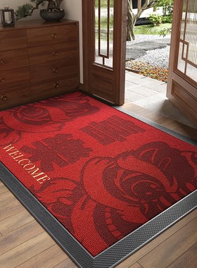 红色入户门地垫蛇年新春耐脏免洗高D端地毯防滑脚垫加厚门垫可定