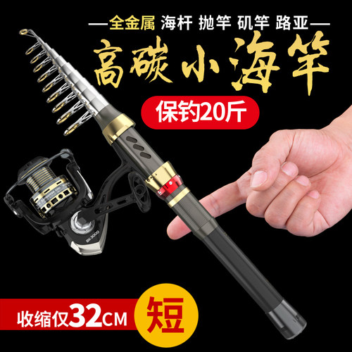 海竿短节钓鱼竿路亚迷你小海杆小抛竿G岸抛阀杆桥筏钓竿矶钓竿套