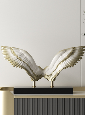 现代轻奢风艺术翅膀摆件客厅玄关书房酒柜装饰Q抽象大鹏展翅工艺