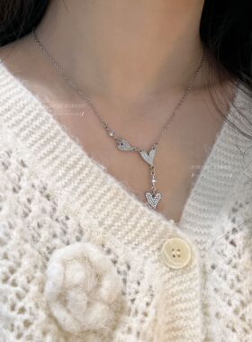多重心动!!爱心项链女轻奢小众设计感高级锁骨链毛衣链2023年新款