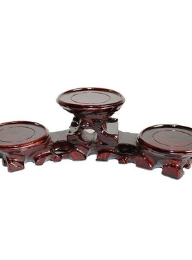 仿红木圆形茶杯垫木质p紫砂壶实木奇石摆件底座木托博古架中高弧