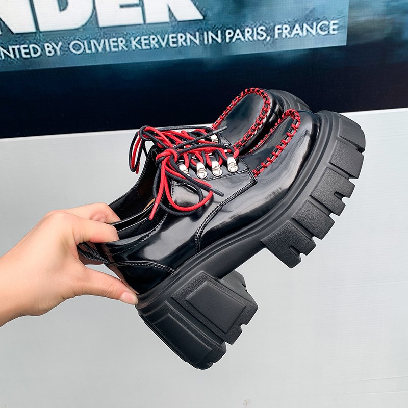 英伦风厚底松糕小皮鞋女真皮2025新款春季高跟粗跟增高百搭单鞋子