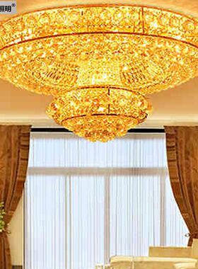 大气金色客厅水晶灯饰豪华卧室LED吸顶灯圆形餐厅水晶灯欧式灯具