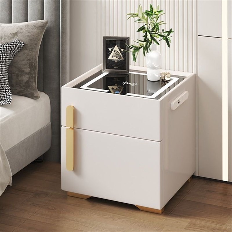 轻奢智能床头柜保l险箱隐形一体家用小型多功能无线充电储物床头