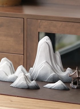 新中式创意陶瓷假山摆件微景观鱼缸造景玄关茶桌R沙盘装饰禅意摆