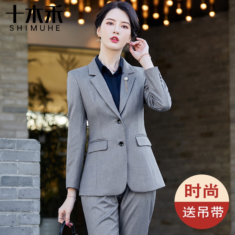 灰色西装外套女士2023新u款春季小个子西服上衣高级感气质职业套