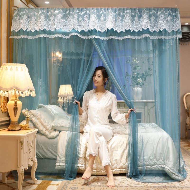 三开门宫廷蚊帐双层公主风落地支架1.5m/1.8m床2米床加密加厚床幔
