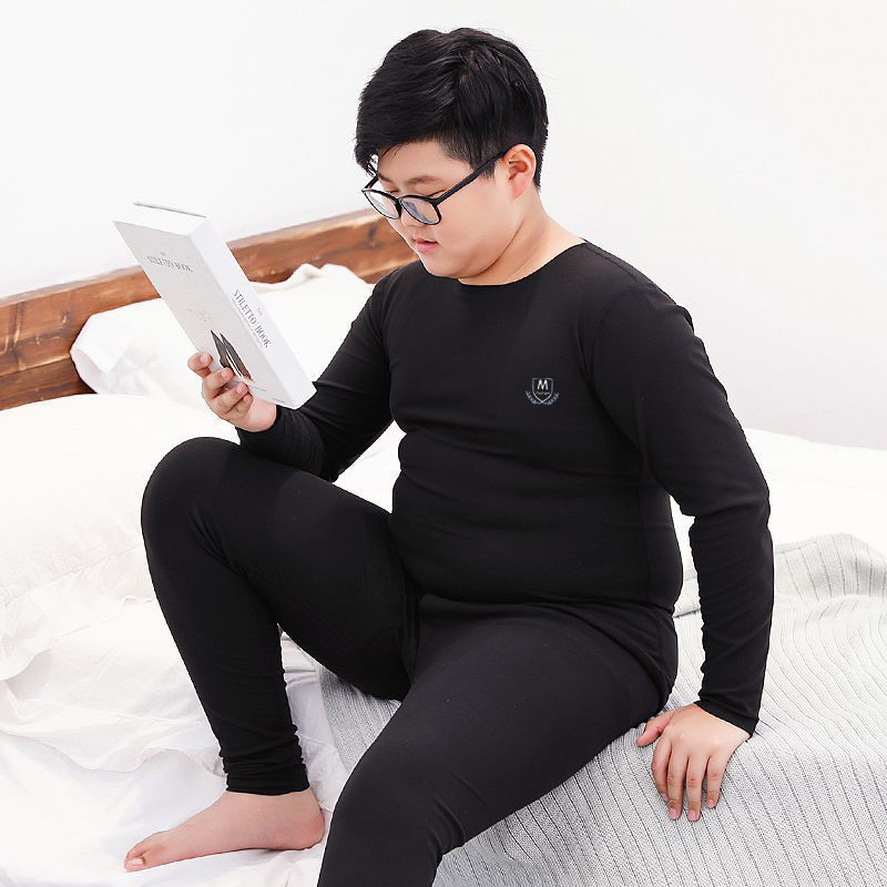 胖童大码德绒保暖内衣大童加肥加大儿童J男童无痕加绒秋衣秋裤套