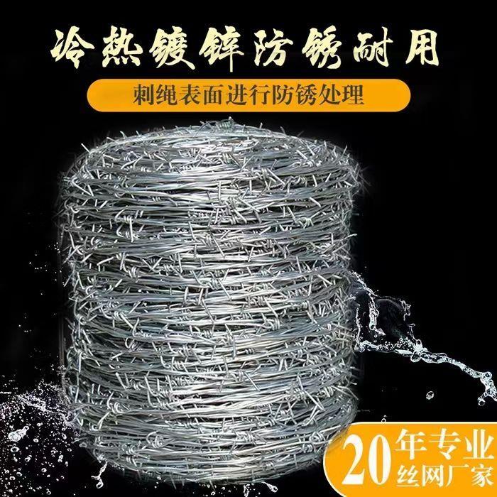 厂家直销热镀锌钢丝围墙刺线围栏铁蒺藜防爬刺绳隔离防盗防护网