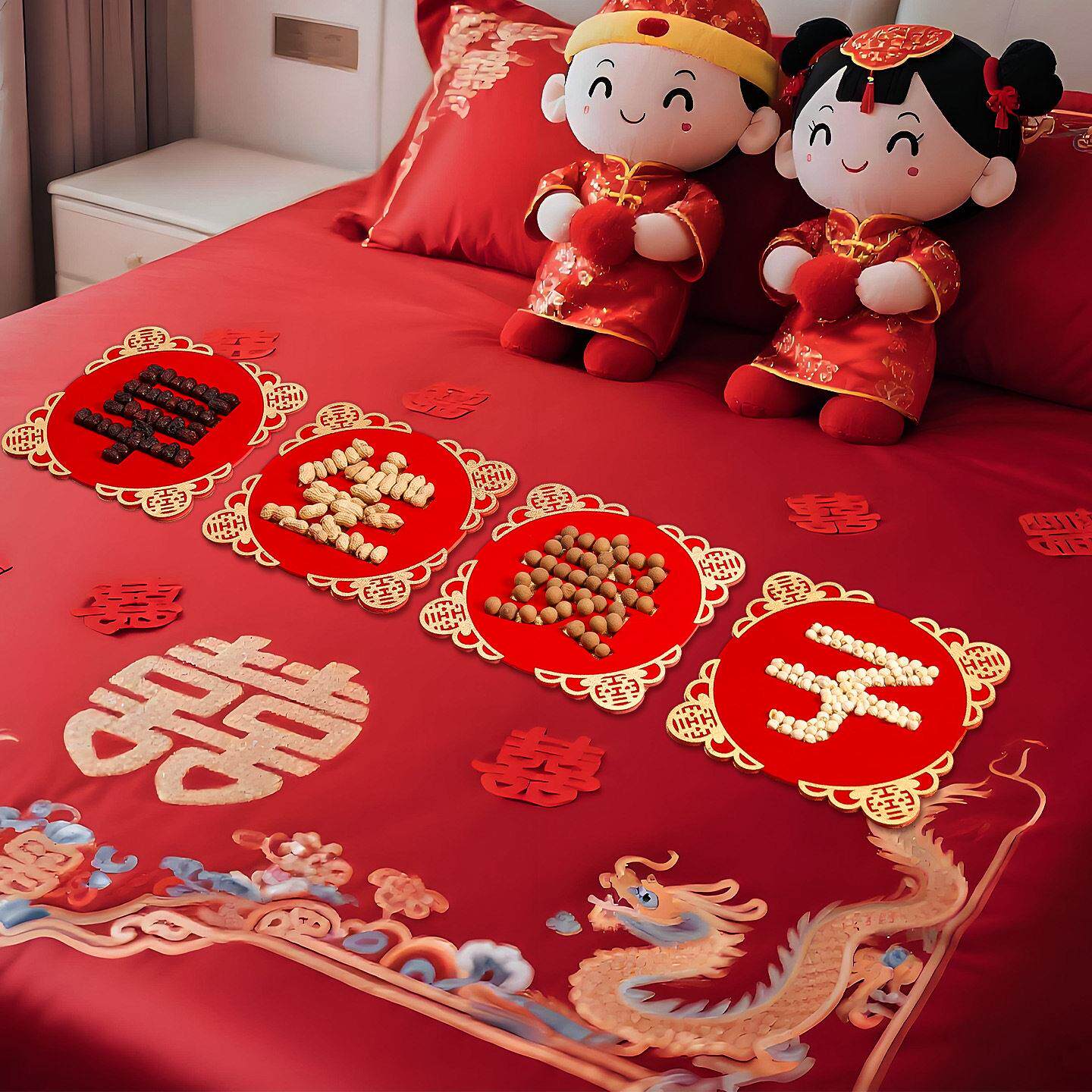 羊康商铺6-15结婚庆创意新婚房布置婚礼新房装饰喜庆早生贵子摆件
