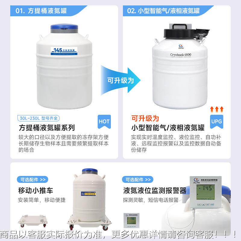 大型液氮罐145升生实验室液氮储存物保温桶可配YDS-145-推液车氮