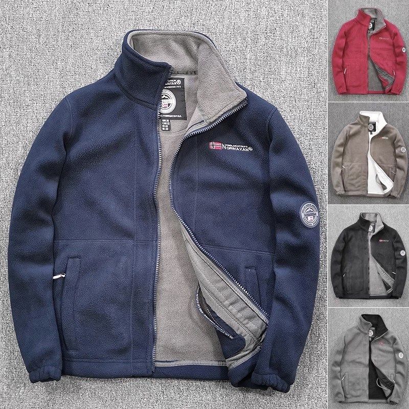 秋冬季摇粒绒保暖抓绒外套 加绒加厚时尚立领款户外棉衣棉袄