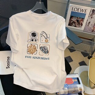 睡衣上衣单件女纯棉白色短袖t恤女夏F季宽松百搭半袖可外穿家居服