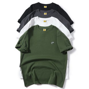 300克重磅短袖T恤男2023夏季新品日系刺绣宽松半袖潮流休闲打底衫