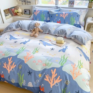 纯棉被套单件100全棉卡通学生宿舍150x200x230单 双人被罩褥子套