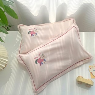 A类刺绣a100支轻磨毛全棉枕头套儿童枕套纯棉宝宝枕罩简约冬季加