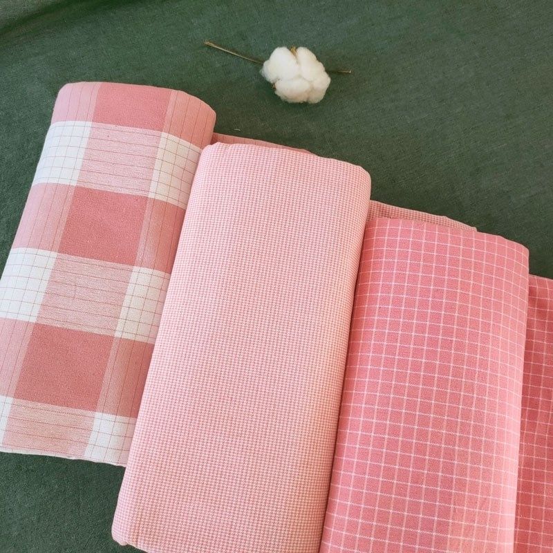 粉红格子纯棉老粗布床单加厚棉麻纯色土布单子1.5一Y米八床不易皱