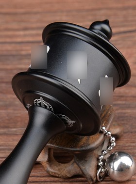 手摇转 手摇用品家用摆件迷你黑色激光雕刻 转桶筒三万遍随身带