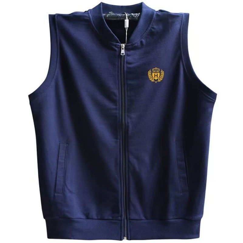 特大码300斤马甲无袖t恤背心男春夏棒球服领宽松显瘦美式复古坎肩