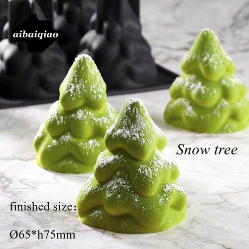 爱百巧 100ml 8连Snow tree雪山圣诞树甜品硅胶模具 圣诞节蛋糕模