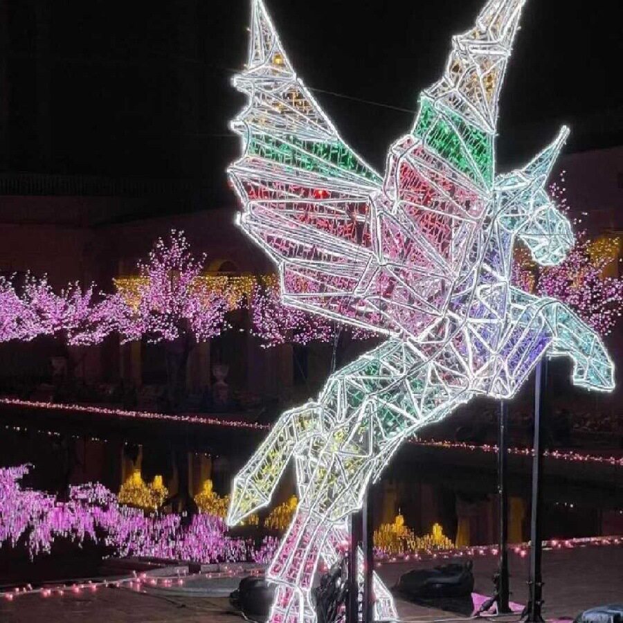 马造型灯仿真动物美陈XMAS户外文旅灯光装饰灯立体摆件景观铁艺