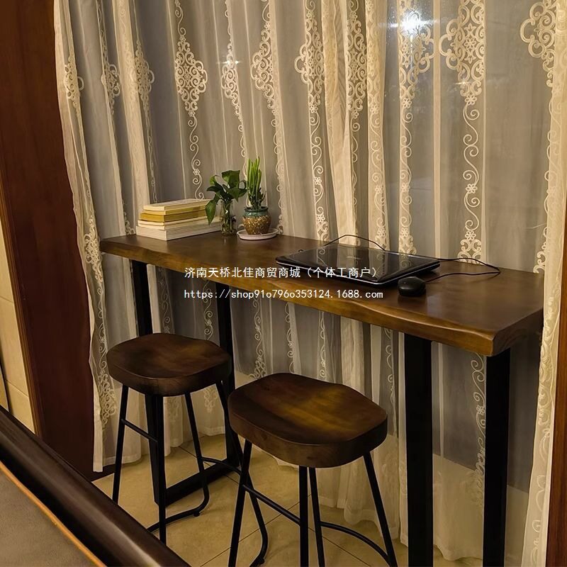 实木原木色吧台桌椅组合