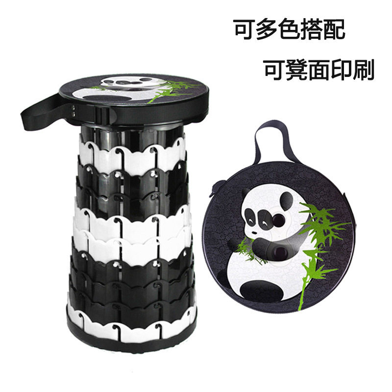 创意DIY印花伸缩凳便携户外钓鱼折叠凳可升降马扎旅行塑料凳子