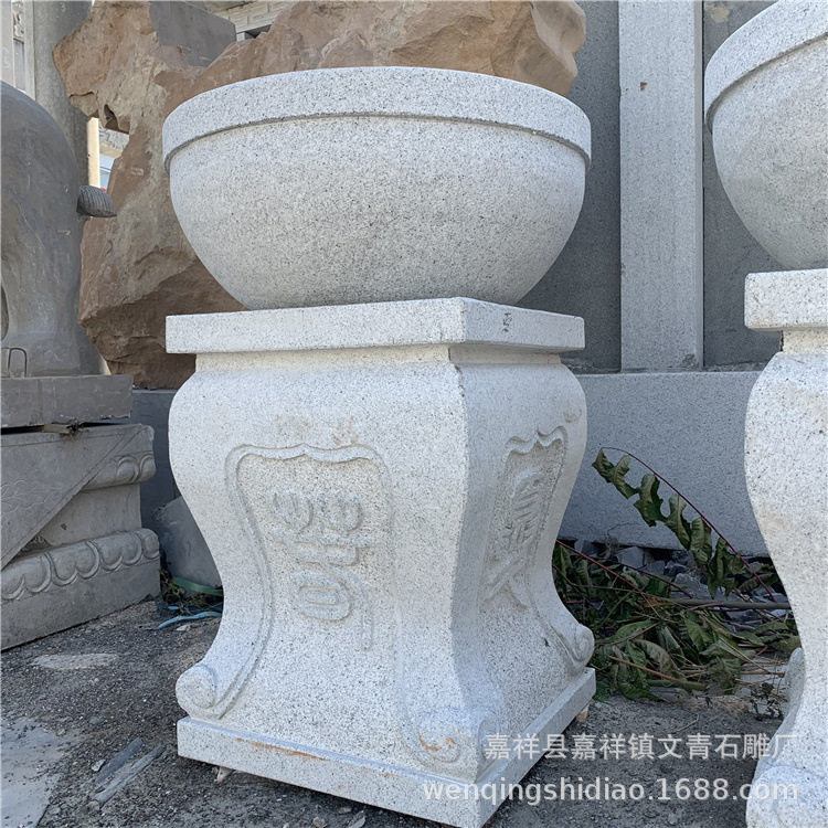 庭院景观花缸中式石雕花盆落地大理石花盆摆件