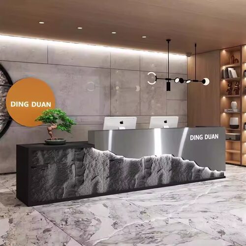 工业风不锈钢酒店健身房收银台轻奢理发店台球桌前台接待台