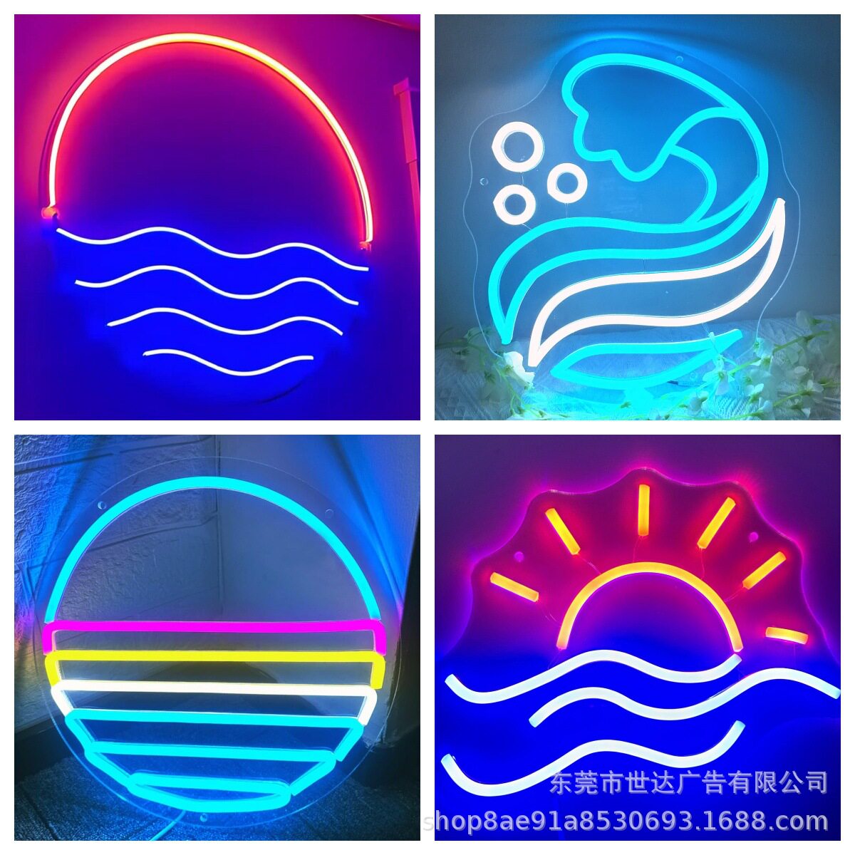 跨境ins透明背板霓虹灯led创意酒吧氛围挂墙装饰造型房间小夜灯