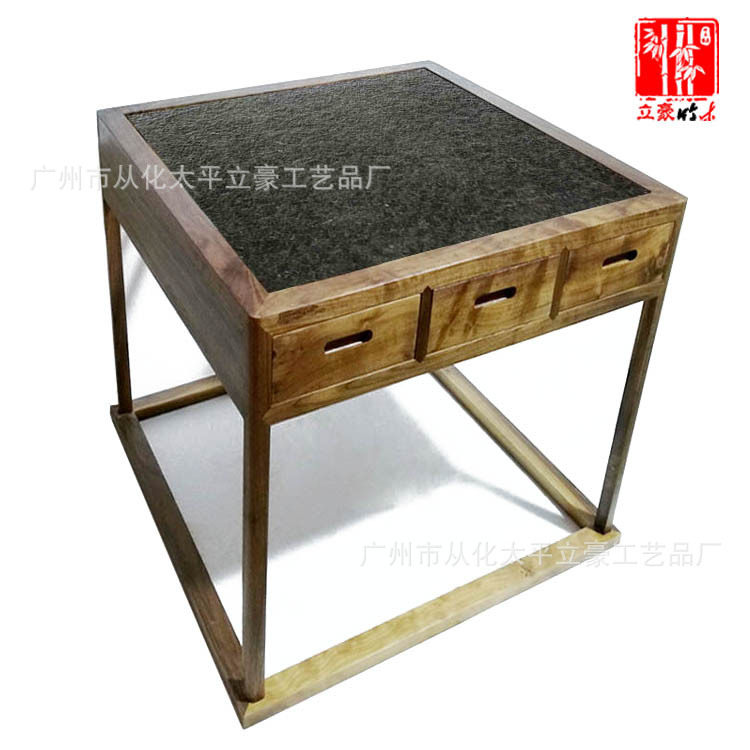 立豪竹木厂定制竹茶桌订制柚木茶台胡桃木桌新中式茶台竹家具