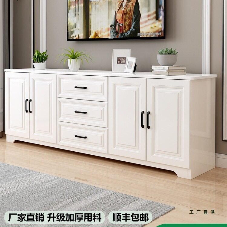 实木白色简约小户型储物电视柜