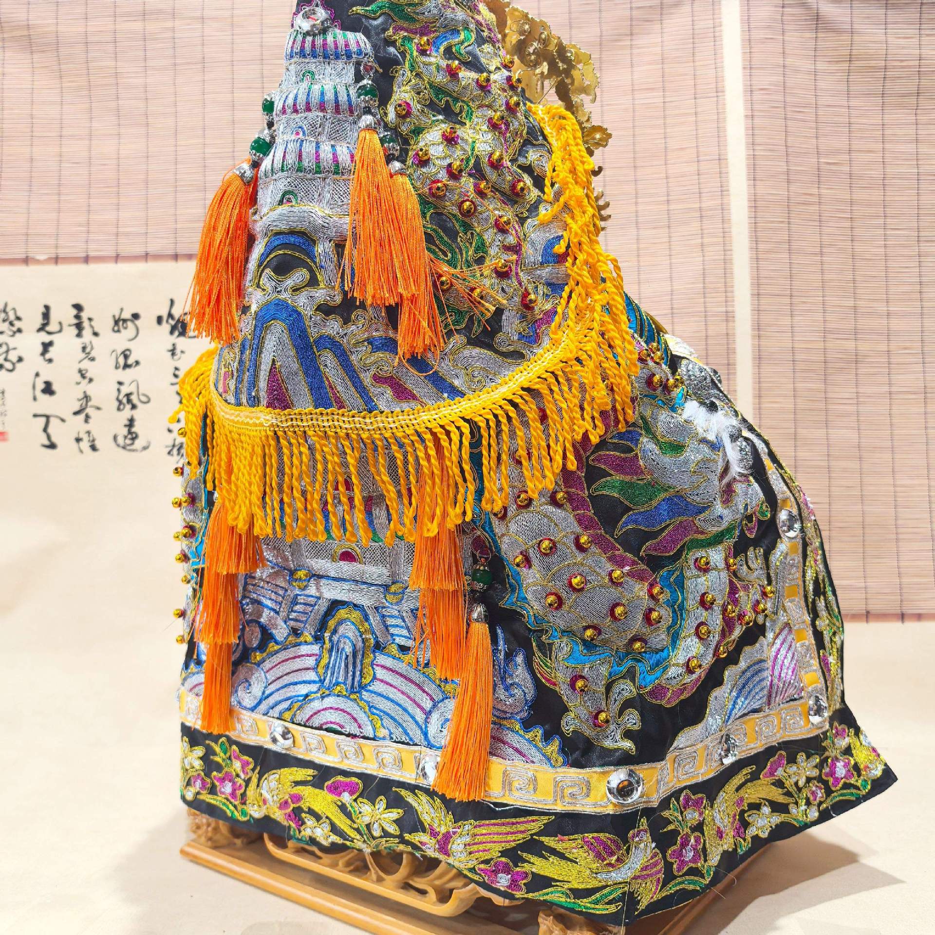 新款粒仔鳞龙袍披风斗篷带奉帽凸绣妈祖玄天关公衣服