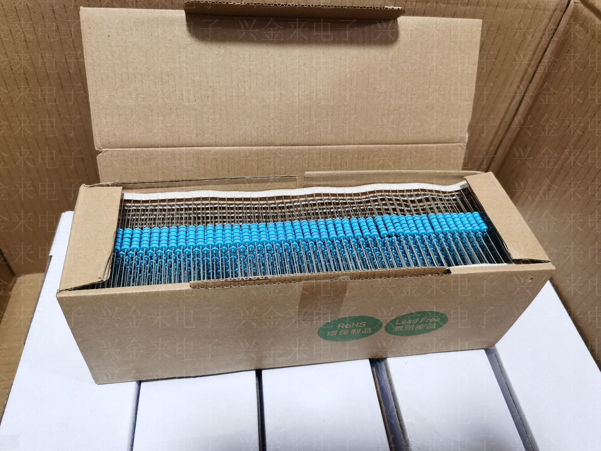 2W金属膜电阻 1% 五色环电阻器100欧 100R 100Ω 编带1000只一盒