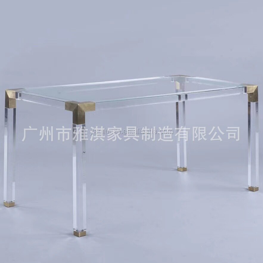 厂家直销亚克力餐桌时尚宴会方桌透明水晶玻璃桌边几diy
