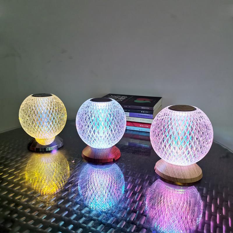 【批发】创意水晶球充电台灯月球氛围小夜灯客厅卧室床头三色led